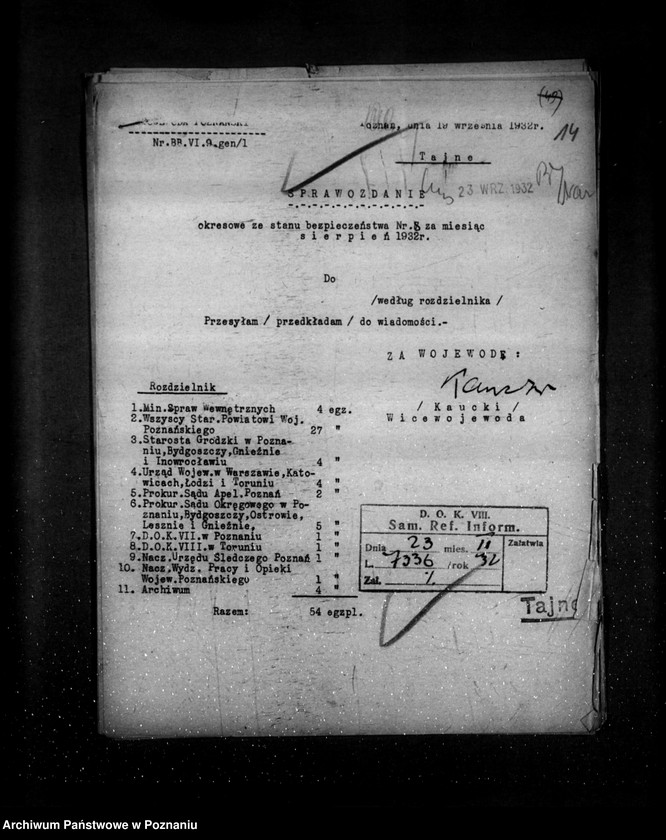 Obraz 19 z jednostki "Sprawozdania okresowe ze stanu bezpieczeństwa za miesiące lipiec grudzień 1933 r."