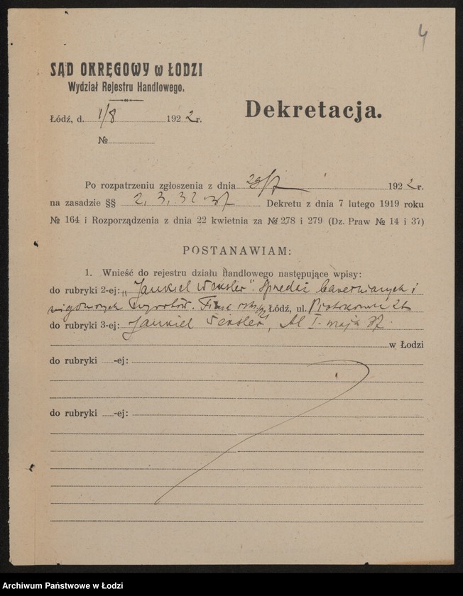 Obraz 6 z jednostki "Jankiel Weksler – sprzedaż bawełnianych wyrobów"