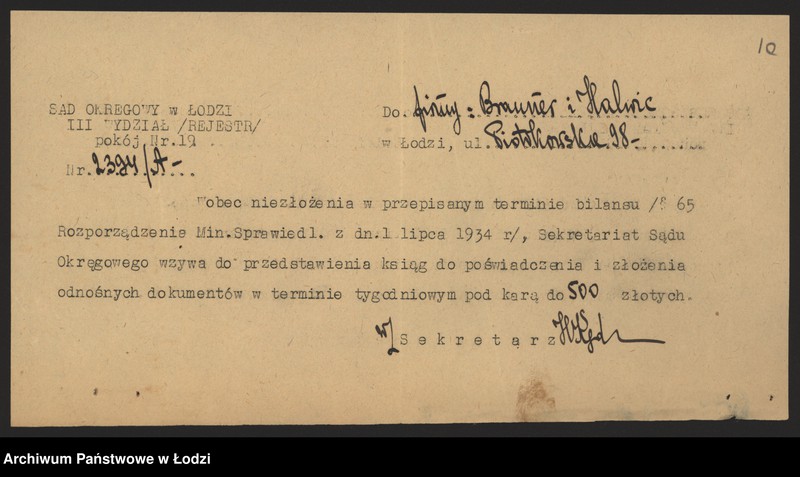 Obraz 12 z jednostki "Lejb Brauner, Ludwik Halwie- sprzedaż towarów łokciowych"