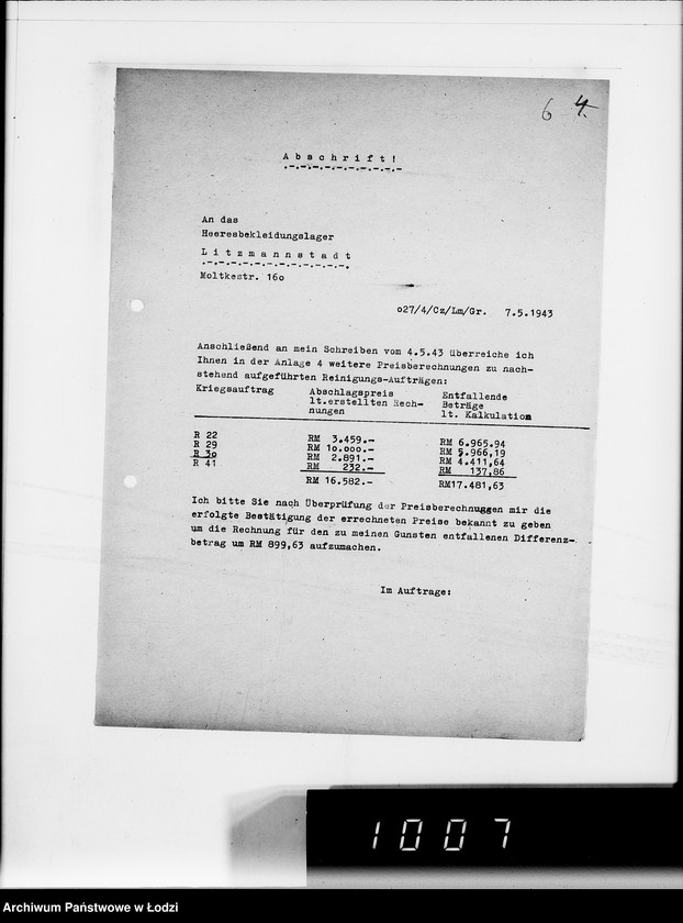 Obraz 10 z jednostki "Kriegsauftrag R.30. Rein.von Pelzen 32 HBA Posen"