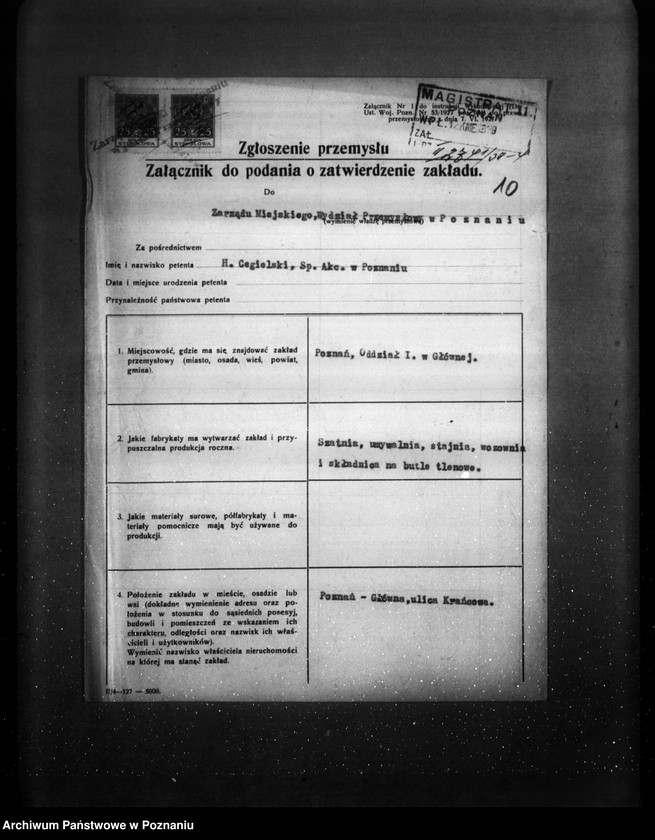 Obraz 17 z jednostki "/Projekt szatni, stajni, wozowni, i składnicy na butle tlenowe na terenie I Oddziału Fabryki H. Cegielskiego w Poznaniu/"