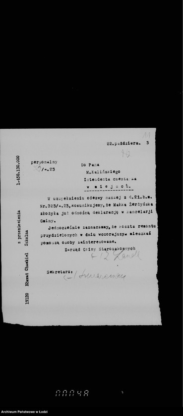 Obraz 15 z jednostki "Sprawy urzędników kancelarii i służby cmentarnej"