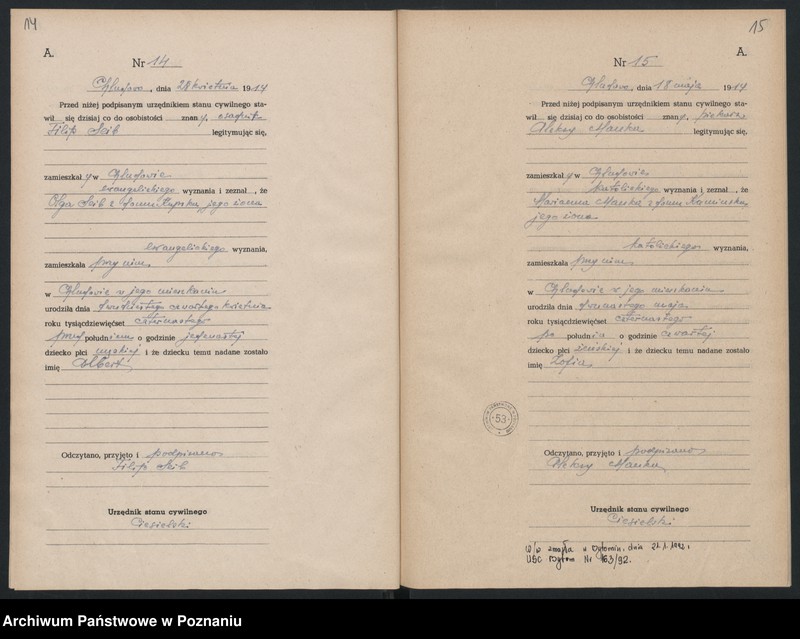 Obraz 10 z jednostki "Księga urodzin [Rejestr poboczny urodzeń]"
