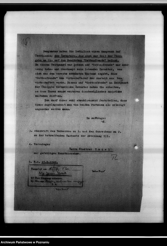 Obraz 20 z jednostki "Rückgabe des Besitztums "Gottesfreude" in Schmäkert an den Superintendenten i.R. Leibrandt in Breslau."