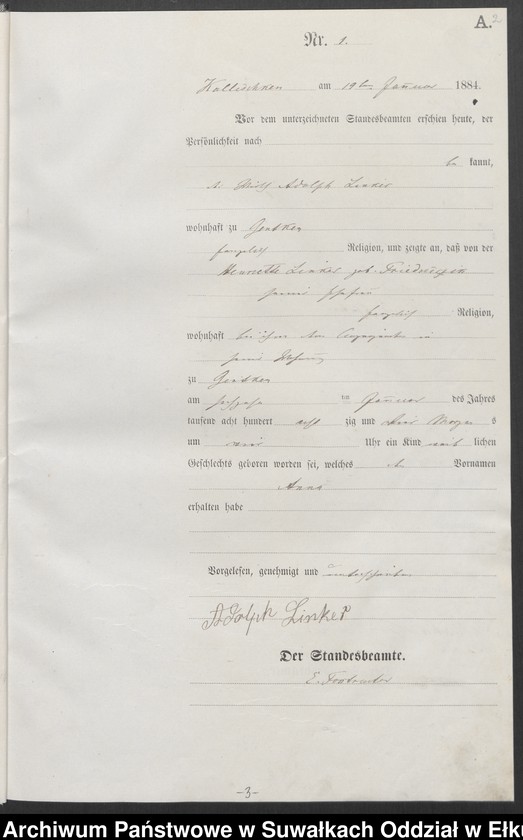 image.from.unit.number "Geburts-Haupt-Register des Königlichen Preussischen Standes-Amtes Kallischken Kreis Johannisburg"