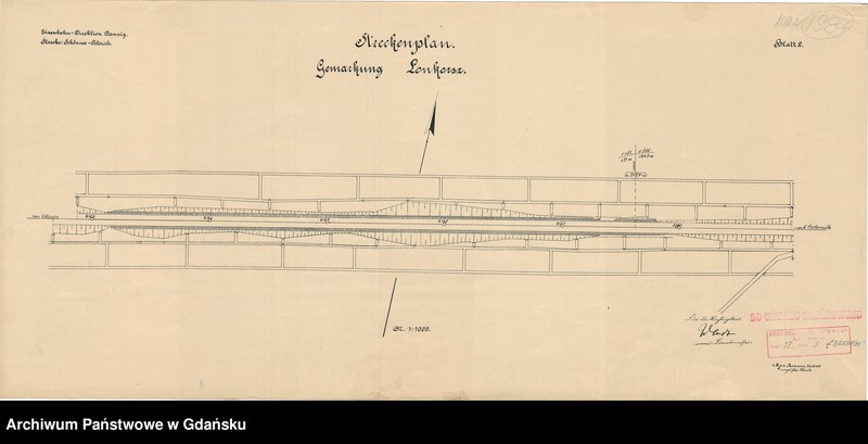 image.from.unit.number "Eisenbahn Direktion Danzig. Strecke: Schönsee - Osterode. Streckenplan. Gemarkung Lonkorsz. Blatt 2"