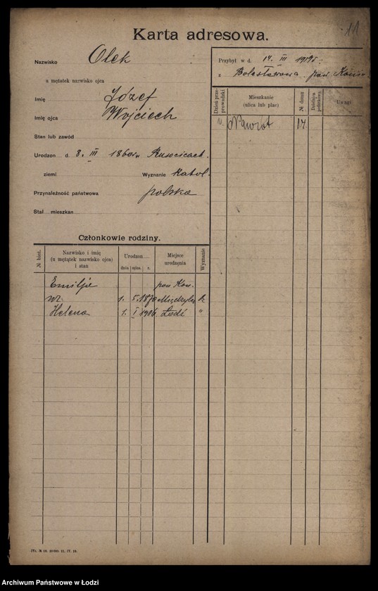 Obraz 13 z jednostki "[Spis ludności Łodzi] Olek-Olszenko"