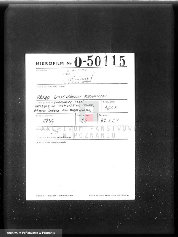 Obraz 2 z jednostki "Dodatkowy plan urządzenia gospodarstwa leśnego majątku Śródka powiat międzychodzki"