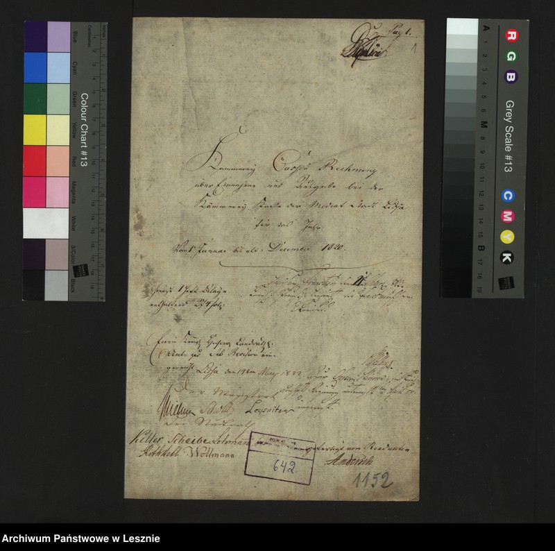 Obraz 3 z jednostki "[Kämmereikassenrechnung über Einnahme und Ausgabe bei der Kämmereikasse der Mediatstadt Lissa]"