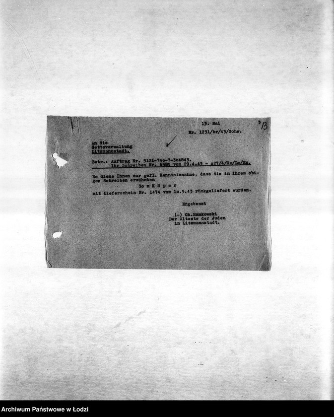 Obraz 16 z jednostki "Arbeitsressort K. [Niemieckie zamówienia do resortów pracy, produkcja, zapotrzebowanie materiałów dla produkcji]"