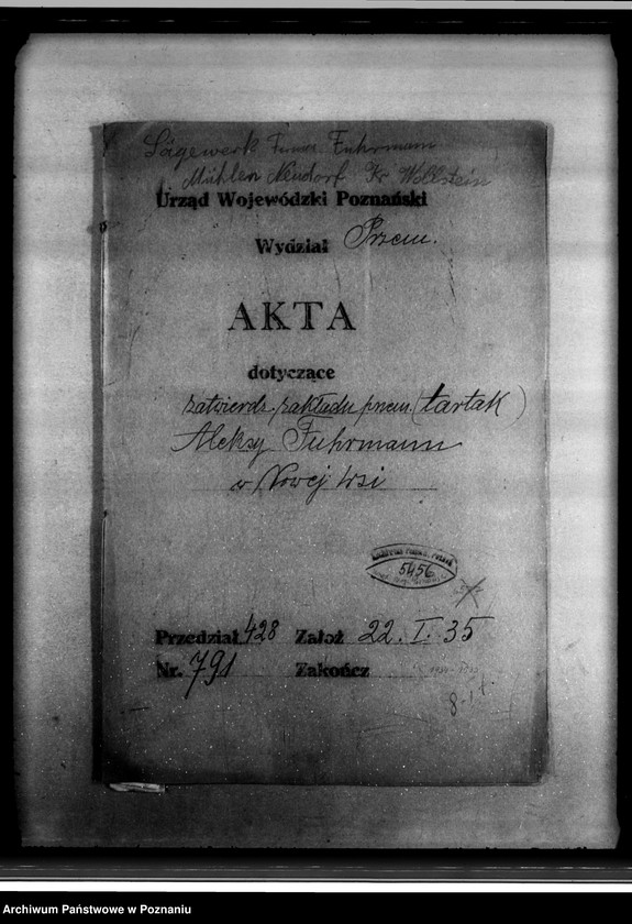 Obraz 4 z jednostki "Zatwierdzenie zakładu przemysłowego /tartaku/ Aleksego Fuhrmanna w Nowejwsi powiat wolsztyński"