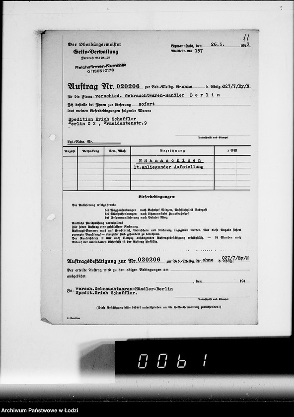 Obraz 15 z jednostki "Nähmaschinen. [Korespondencja w sprawie zakupu, transport i rachunki]"