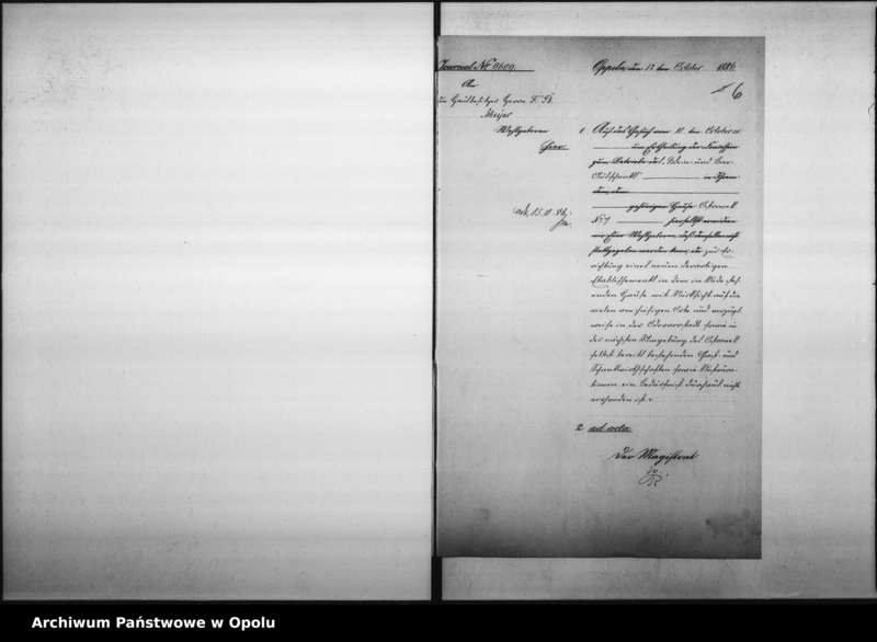 Obraz 9 z jednostki "Acta des Magistrats zu Oppeln betreffend den Wein - Bier - Ausschank im Hause No 7 Ostrowek durch F.B. Meyer Vol. I"