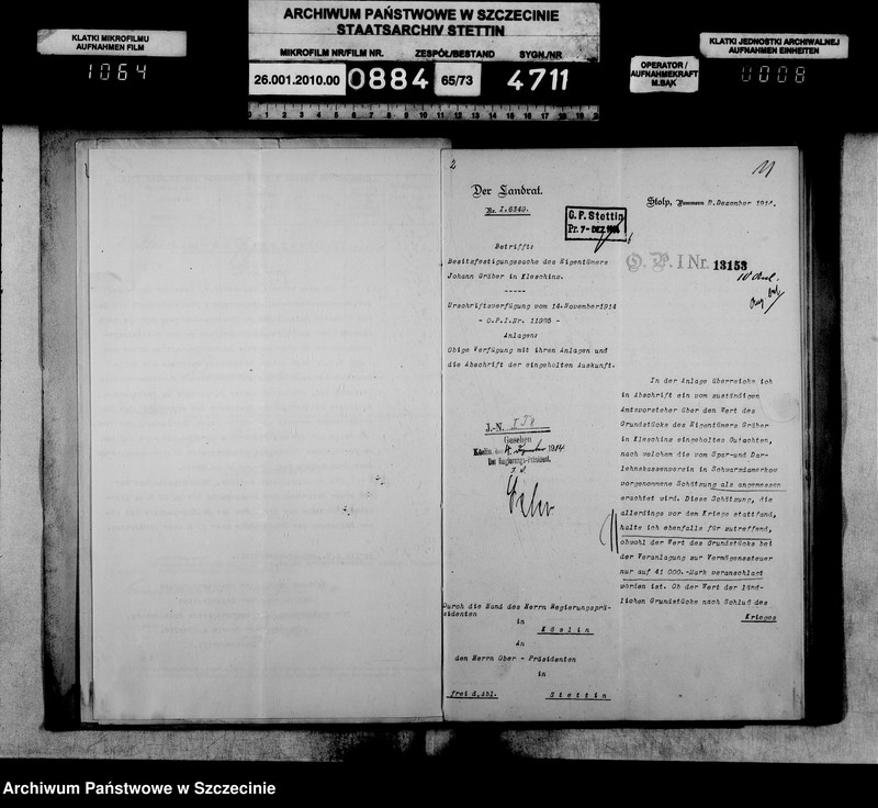 image.from.unit.number "Besitzfestigung des Grundstücks des Landwirts Erwin Müller in Kleschinz Kreis Stolp"