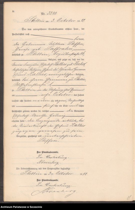 Obraz 19 z jednostki "Geburts-Register (Neben-Register) Band VIII"