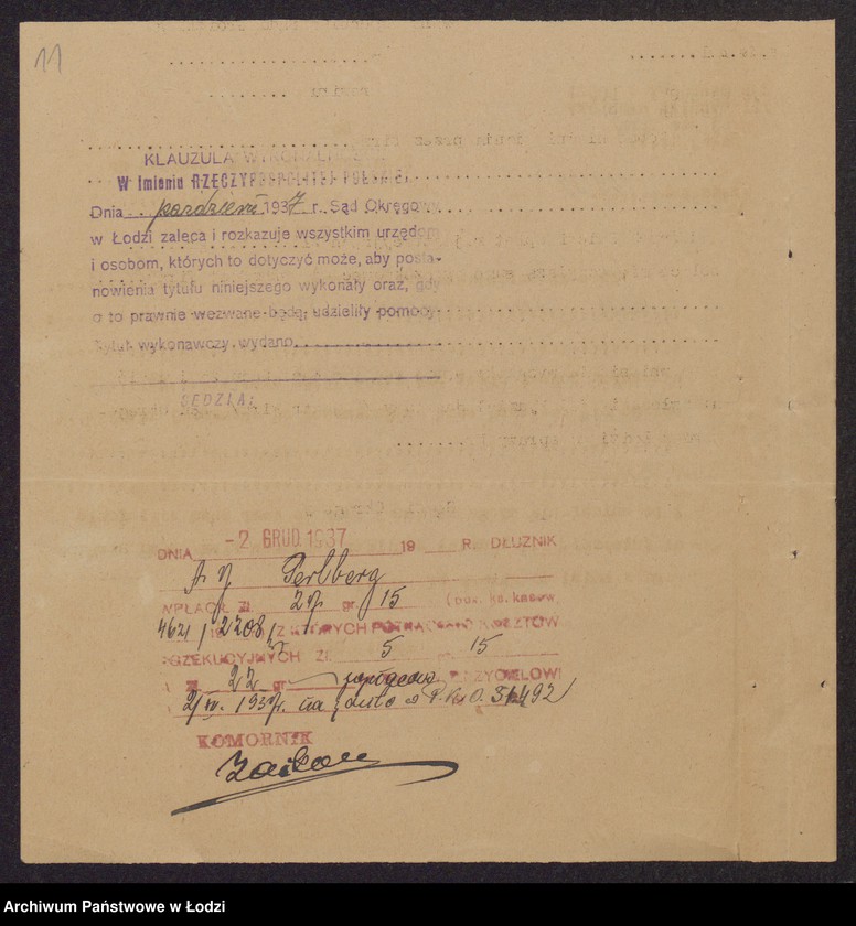 Obraz 13 z jednostki "Abram Jakub Perlberg- tkalnia i skręcalnia zarobkowa"