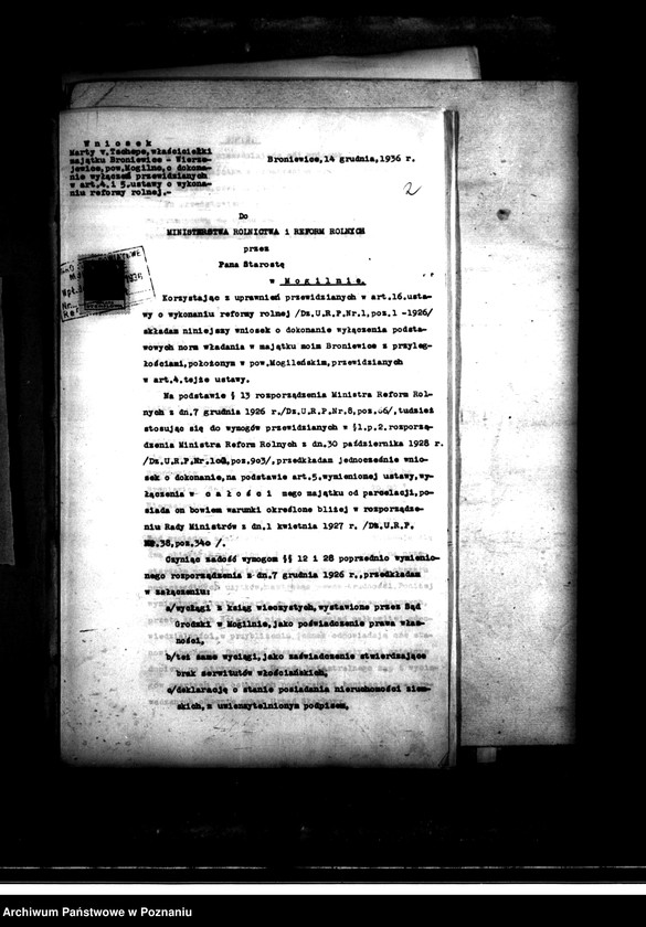 Obraz 7 z jednostki "Majątek Broniewice-Wierzejewice powiatu mogileńskiego wyłączenie z art. 4 i 5 ustawy o wykonaniu reformy rolnej"