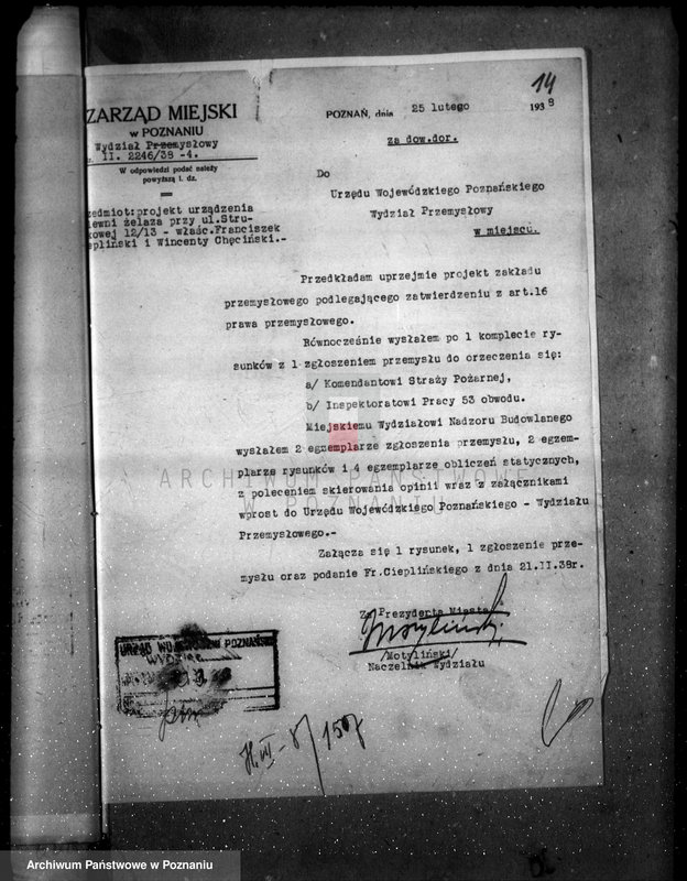 Obraz 18 z jednostki "Zatwierdzenie urządzenia odlewni żelaza Firmy Fr. Ciepliński i W. Chęciński w Poznaniu"