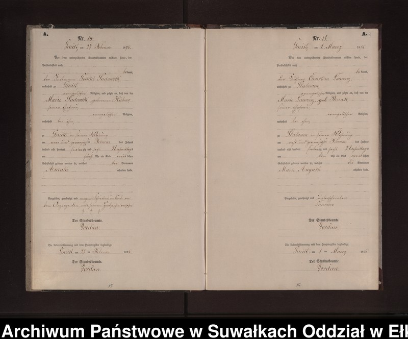 image.from.unit.number "Geburts-Neben-Register des Preussischen Standes-Amtes Gneist Kreis Loetzen"