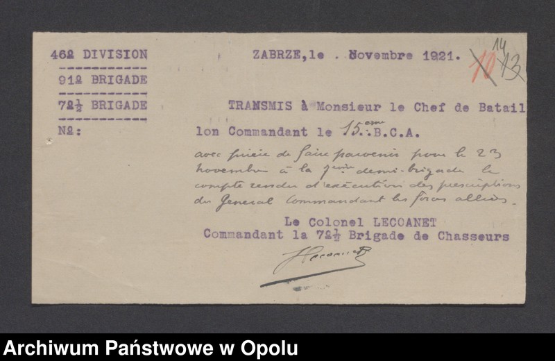 image.from.unit.number "/Korespondencja dotycząca spraw spornych: wypadki, incydenty - pisma, sprawozdania, raporty/ XI 1921"