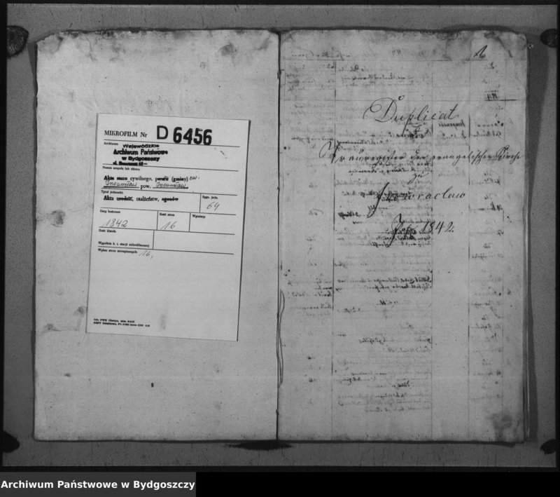 image.from.unit.number "Duplicat der Trauregister der evangelischen Kirche zu Inowrazlaw Jahr 1842"
