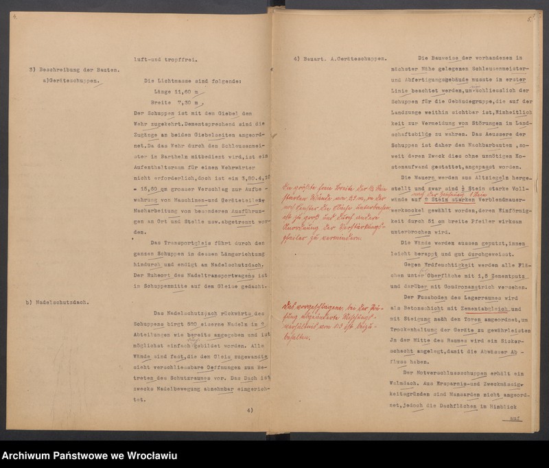 Obraz 5 z jednostki "Sonderentwurf und Kostenanschlag für einen Gerätenschuppen und ein Nadelschutzdach am Wehr in Bartheln"
