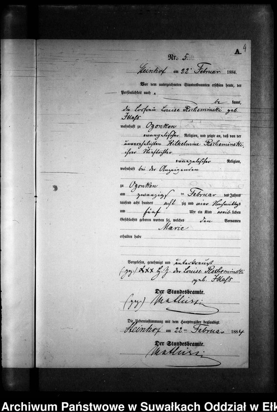 image.from.unit.number "Geburts-Neben-Register des Preussischen Standes-Amtes Gr. Strengeln Kreis Angerburg"