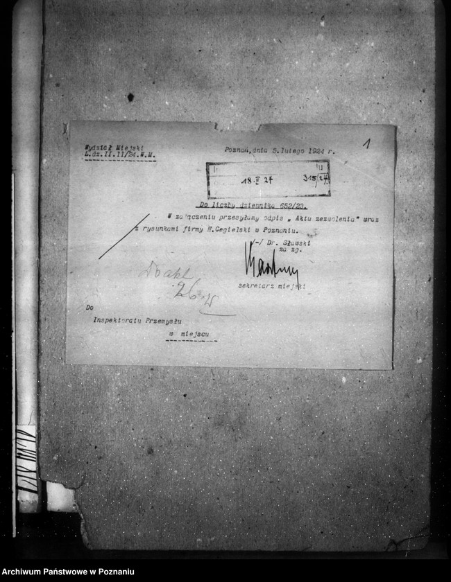 Obraz 5 z jednostki "Zatwierdzenie zakładu przemysłowego /fabryki parowozów i wagonów/ H. Cegielski w Poznaniu"