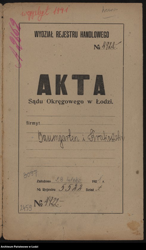 Obraz 2 z jednostki "Baumgartner i Krakowski- wykańczalnia, farbiarnia i tkalnia"