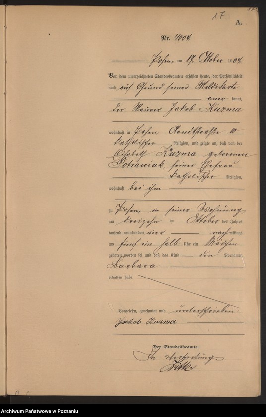 Obraz 18 z jednostki "Księga miejscowa urodzeń tom VIII"