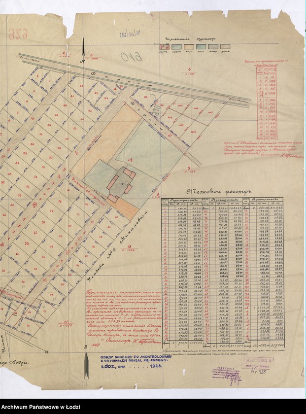 Obraz 2 z jednostki "Планъ части усадьбы, обозначенной по ликвидацiонной табели № 5 расположенной въ селенiи Антоневъ Стоки Гмины Новосольна Лодзинскаго уѣзда Петроковской губернiи съ показанiемъ произведенной парцеляцiи"