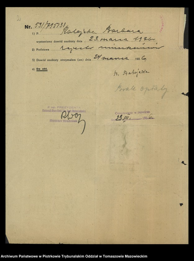 image.from.unit.number "Dowodów osobistych od nr 531 do 750. Tom IV"