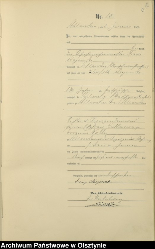 image.from.unit.number "Sterbe-Haupt-Register Tom I,Nr 1 - 395"