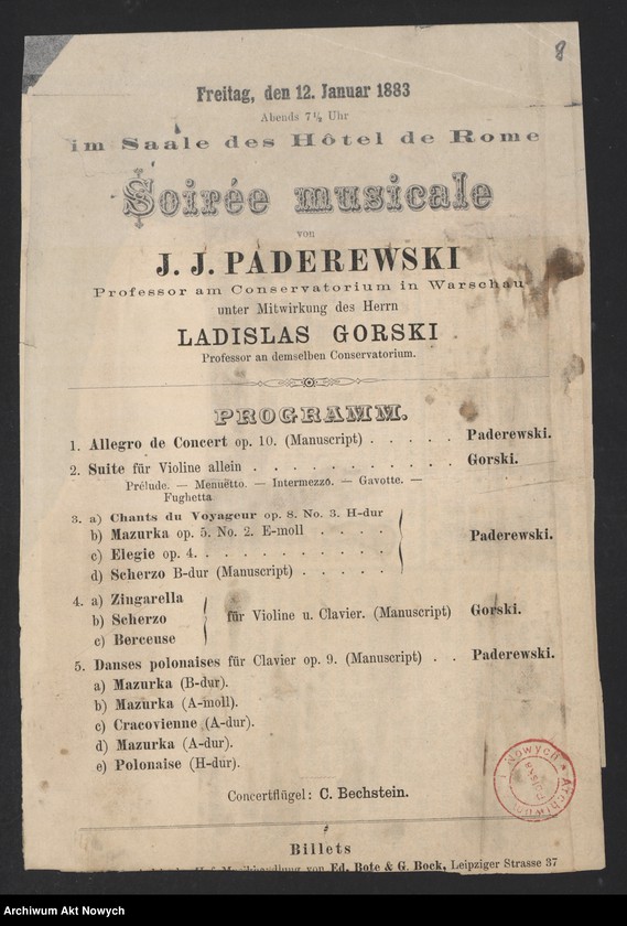 Obraz 9 z jednostki "Programy i krytyki koncertów i turnée od 1879 do 1891; brak s.3"