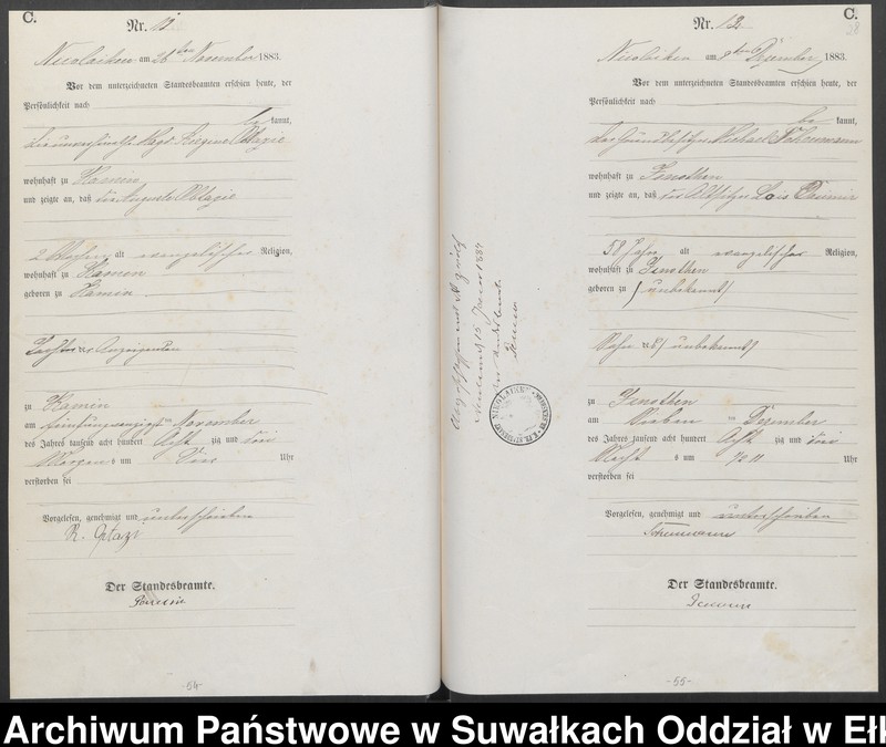 image.from.unit.number "Sterbe-Haupt-Register des Königlich Preussischen Standes-Amtes Forstrevier Nicolaiken Kreis Sensburg für das Jahr 1882[do 1884]"