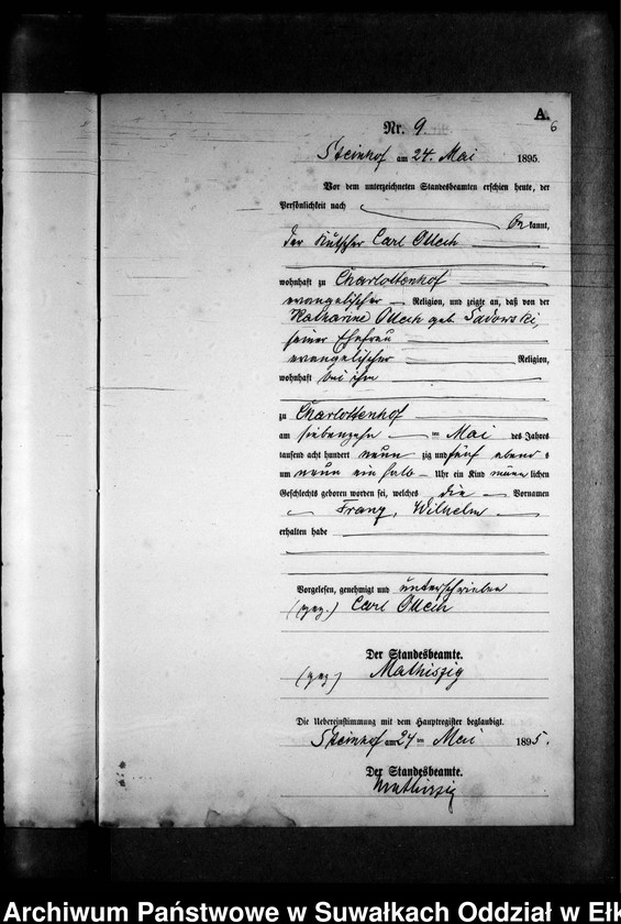 image.from.unit.number "Geburts-Neben-Register des Preussischen Standes-Amtes Gr. Strengeln Kreis Angerburg"