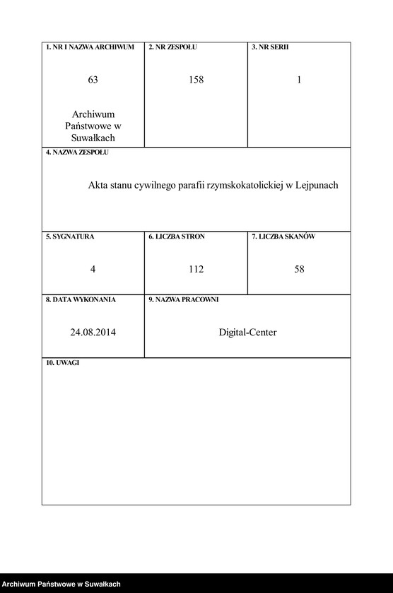 image.from.unit.number "Akta Urodzenia Gminy Leypuńskiej 1 Maja 1809 Roku."