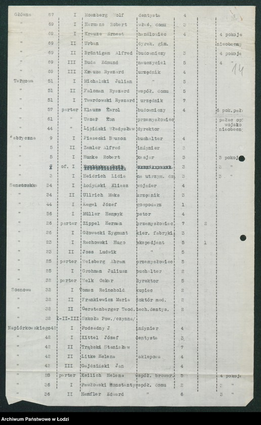 Obraz 16 z jednostki "[Akta XI Komisariatu Milicji Obywatelskiej - protokoły zajść ulicznych, aresztowań i osób zaginionych oraz spisy wolnych mieszkań]"