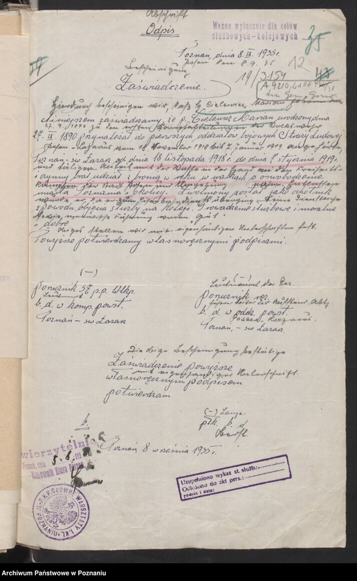 Obraz 15 z jednostki "Odpisy orzeczeń komisji weryfikacyjnej powstańców - kolejarzy."