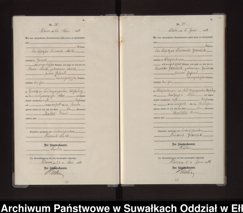 image.from.unit.number "Geburts-Neben-Register des Königlichen Preussischen Standes-Amtes Gneist Kreis Lötzen"