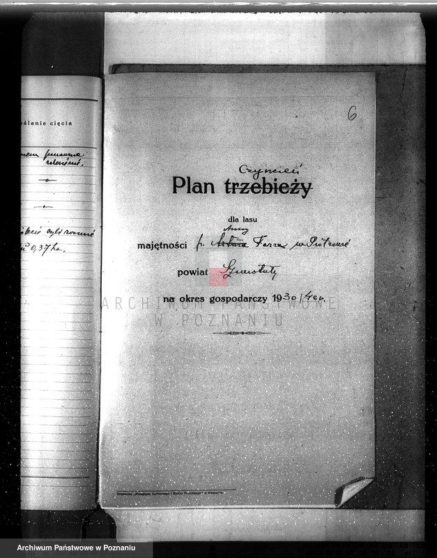 image.from.unit.number "Plan urządzenia gospodarstwa leśnego dla lasu Anny Far w Piotrowie powiat szamotulski 1930-1940"