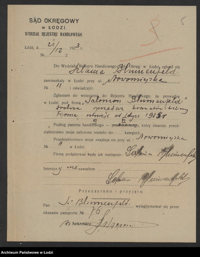 Obraz 7 z jednostki "Salomon Blumenfeld – drobna sprzedaż krawatów i bielizny"