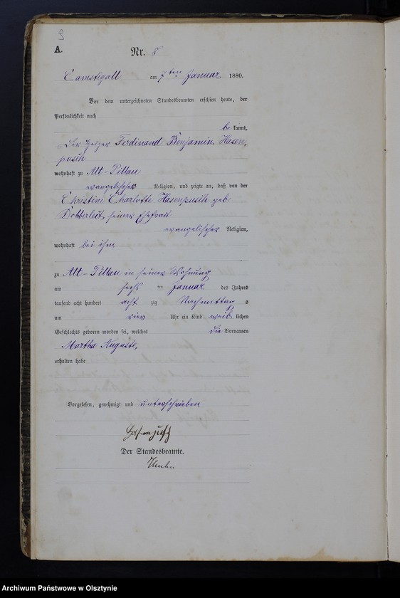 image.from.unit.number "Geburts-Haupt-Register Tom I,Nr 1 - 150"
