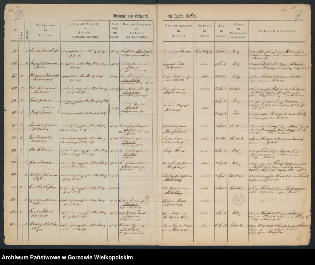 image.from.unit.number "Duplikate der Hauptkirche zu Landsberg an der Warthe (zawiera także księgę zgonów Konkordier Kirche mit der reformirten und Militair Gemeinde z 1862 r.)"