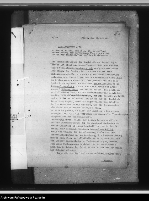 Obraz 19 z jednostki "Vereinfachung der Verwaltung. Kosten der landrätlichen Verwaltung"