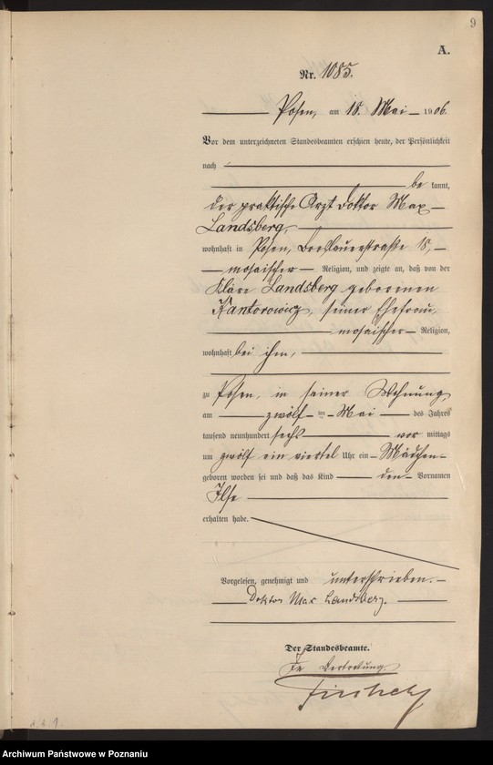 Obraz 11 z jednostki "Księga miejscowa urodzeń tom III"