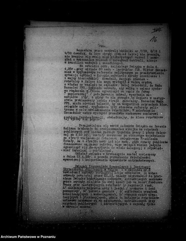 Obraz 20 z jednostki "Sprawozdania ze stanu bezpieczeństwa za miesiąc kwiecień-maj-czerwiec 1938 r."