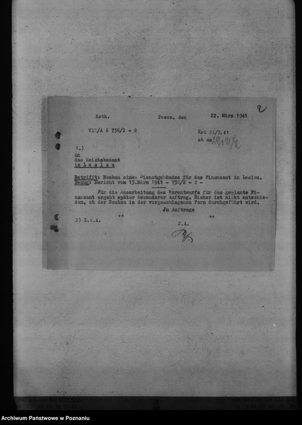 Obraz 6 z jednostki "Finanzämter - Neubauten der Dienstgebäude in Leslau, Lissa, Gnesen, Turek"