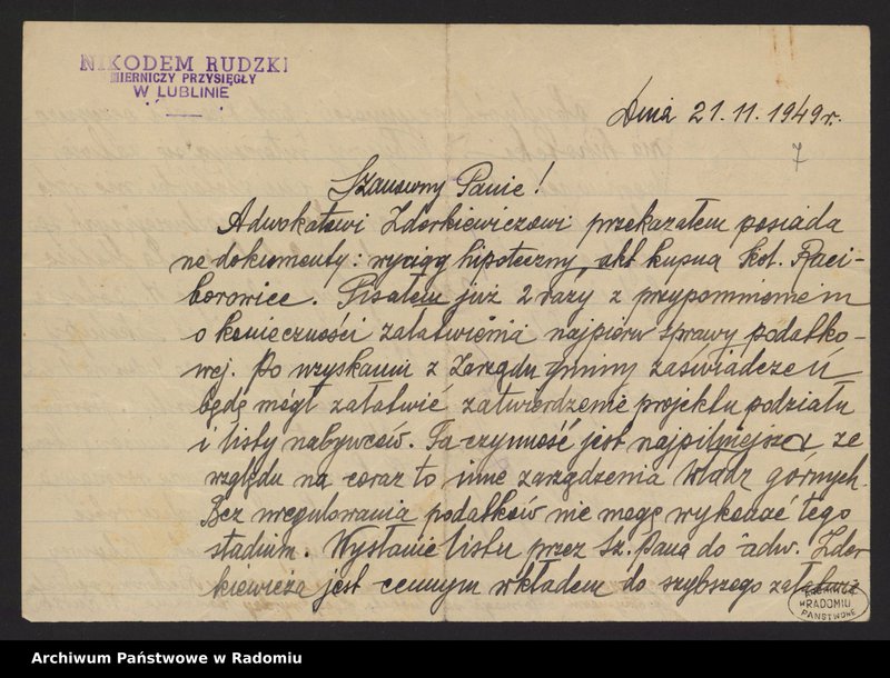 Obraz 2 z kolekcji "[Materiały dotyczące posiadania przez Hannę i Stefana Witkowskich gruntów i nieruchomości w Raciborowicach, pow. hrubieszowski, 1948-1951 oraz w Radomiu i Rajcu Letnisko, 1954-1961]"