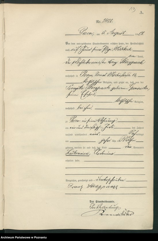 Obraz 16 z jednostki "Księga miejscowa urodzeń t. V"